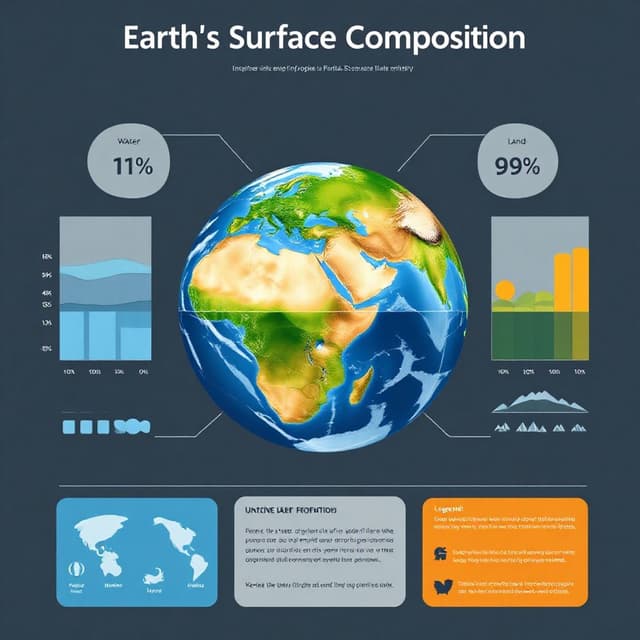 Infographics for world and percent of water and land