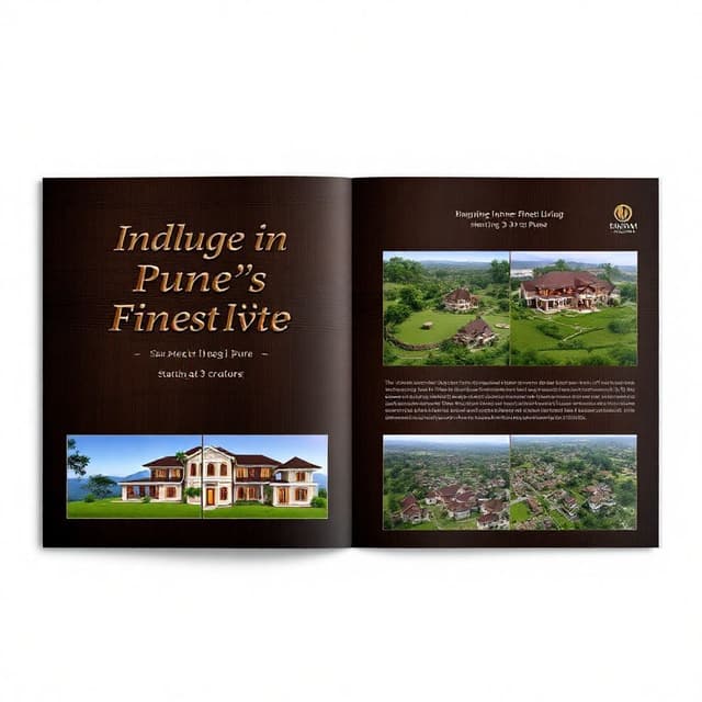 brochure design for a sale of bungalows in Pune, starting from 3cr