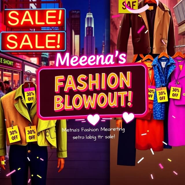 Instagram promotional post for a 30% off sale at Meena's fashion