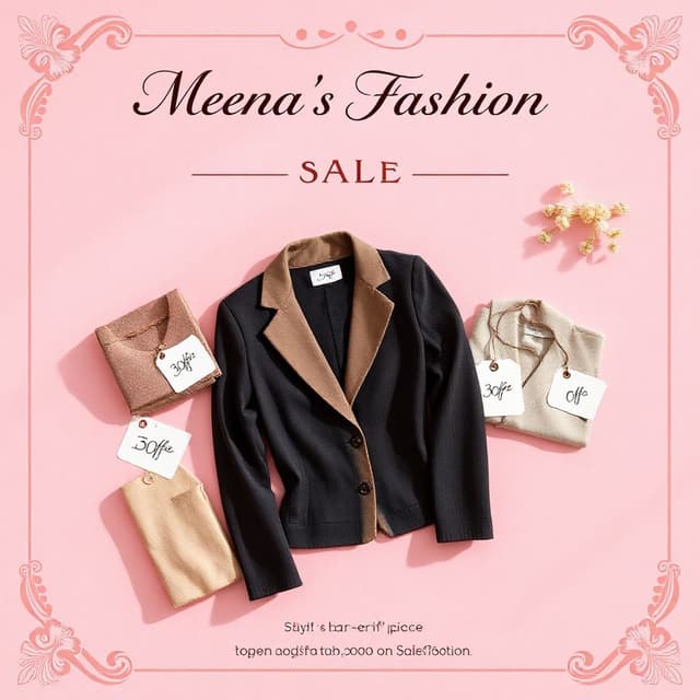 Instagram promotional post for a 30% off sale at Meena's fashion