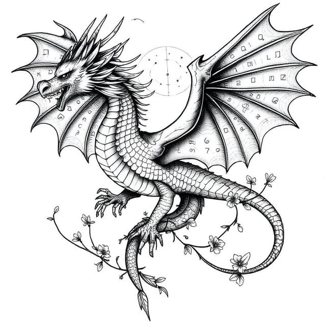 1:1 ratio dragon tattoo in sketch